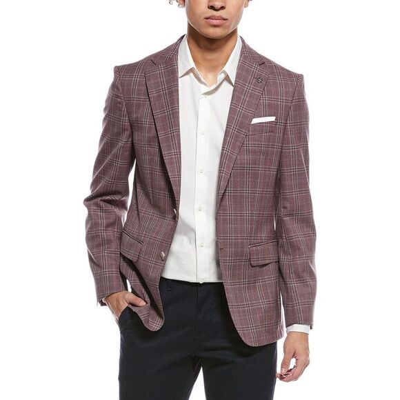 Hugo Boss MensHutson Wool Slim Fit Blazer Pink